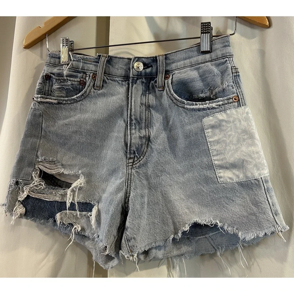 American Eagle Shorts Womens Sz 2‎ Highest Rise 90's Boyfriend Patches Y2K Retro